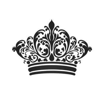 ornate black crown illustration with intricate floral patterns and elegant curves, symbolizing royalty and luxury. design is symmetrical and detailed, evoking sense of grandeur and sophistication png