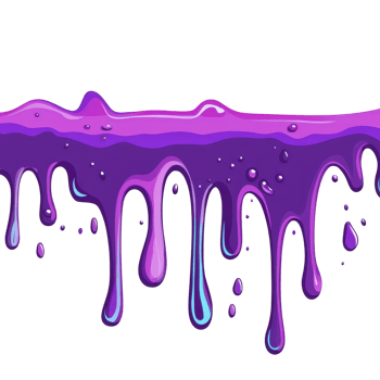 vibrant illustration of purple slime dripping with glossy texture, creating playful and dynamic effect. slime appears to be oozing, with highlights and shadows enhancing its three dimensional look png
