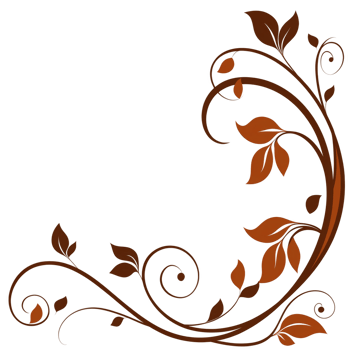 decorative corner design with swirling brown vines and leaves, perfect for adding elegant touch to invitations or stationery. intricate pattern creates warm, natural feel png