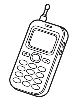 Vintage Cell Phone with Antenna Retro Tech Line Drawing vector