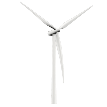 sleek white wind turbine stands tall against clear background, showcasing its modern design and renewable energy potential png
