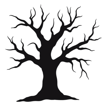 silhouette of leafless tree with intricate branches creates stark and dramatic image, evoking sense of solitude and resilience png