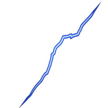 vibrant blue lightning bolt crackles against transparency background, showcasing its jagged and electrifying path. energy and intensity of lightning create dramatic and powerful visual effect png