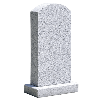 simple, unadorned gray granite tombstone stands upright, symbolizing remembrance and solemnity. smooth surface and classic shape evoke sense of timelessness and respect png