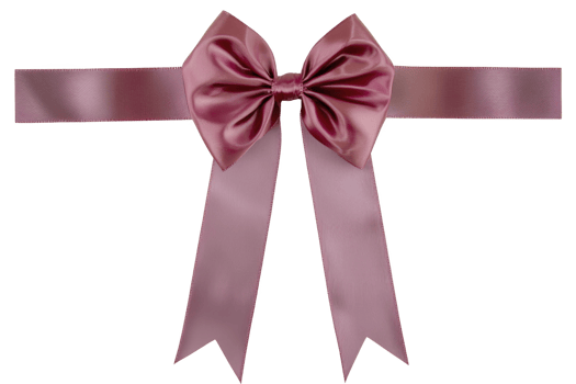 shiny pink satin ribbon bow with long tails is elegantly tied, creating decorative and festive appearance. smooth texture and vibrant color add touch of sophistication png