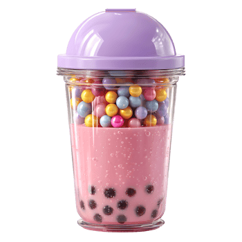 Bubble tea with colorful sprinkles png