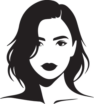 Stylish Black and White Silhouette of a Woman with Shoulder Length Hair vector