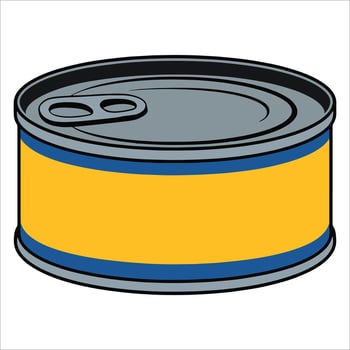 Cartoon tuna tin can icon, image isolated on white background. Perfect for web design, canned food packaging and seafood related themes. vector