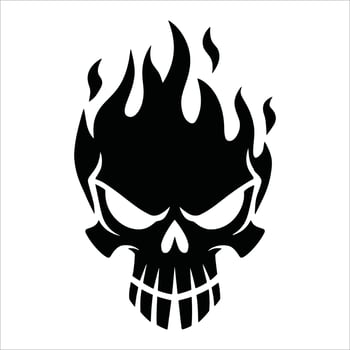 Dark skull logo in a bold, edgy style. Ideal for gaming, horror, or biker themed designs and branding visuals. illustration on isolated background. vector