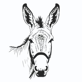 A drawing of a donkey's head vector