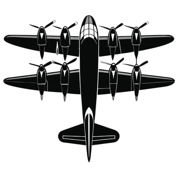 Black and White Illustration of a Large Airplane with Smaller Planes Attached vector