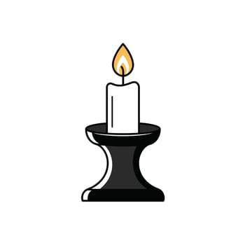 Candle lit on a candle stand logo design vector