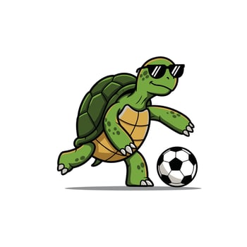 Turtle soccer player logo design vector