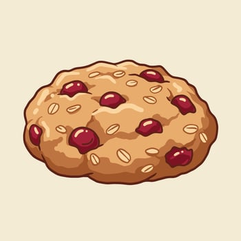 Cartoon cookie with cherries on top logo design vector