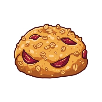 Cartoon cookie with red cherries logo design vector