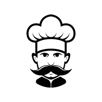 chef logo with mustache icon design template vector