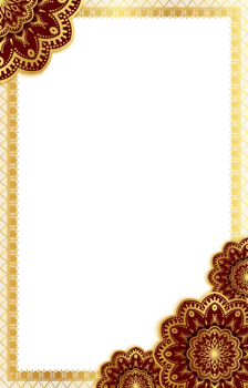 Elegant mandala ornate frame in gold and maroon png