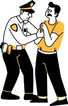 A hand drawn illustration of apprehend character vector