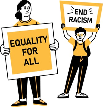 People protesting for civil rights, hand drawn illustration vector