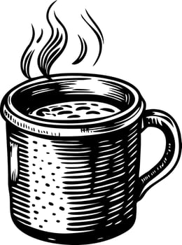 Camping mug illustration in vintage style vector