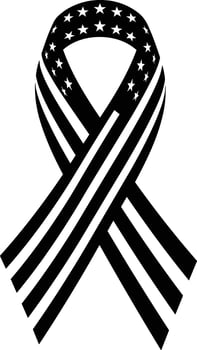 American Flag Awareness Ribbon Silhouette - Patriotic Illustration for Memorial and Honor Themes vector