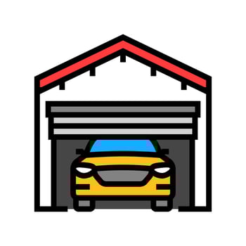 car inside garage color icon illustration vector