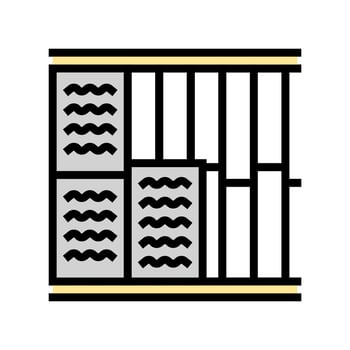 insulation installation frame house color icon illustration vector