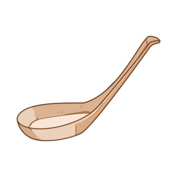 handle ceramic soup spoon cartoon illustration vector
