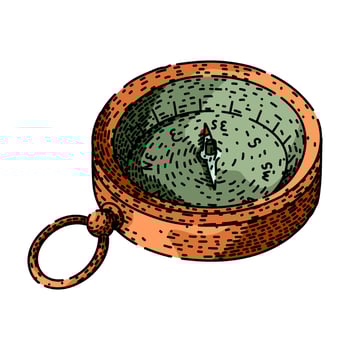 compass sketch hand drawn item vector