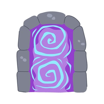 fantasy magic door portal cartoon illustration vector