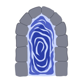 realm magic door portal cartoon illustration vector