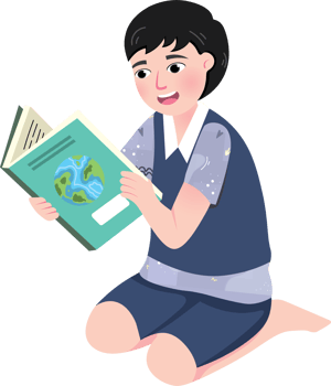 Girl or Boy Reading Storybook During Leisure Time png
