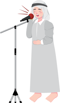 Authentic adhan performance by Muslim man in mosque png