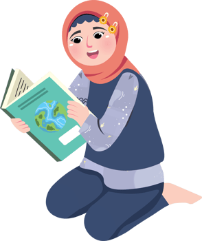 Happy Child Reading a Book While Sitting Peacefully png