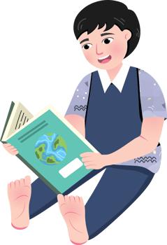 Boy celebrating World Book Day by reading happily png
