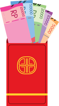 Chinese Red Envelope with Rupiah Money for Lunar New Year Celebration png