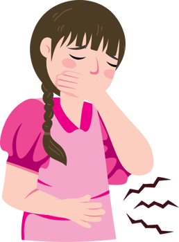 Hungry little girl showing empty stomach expression png