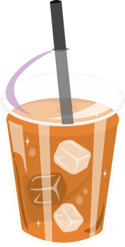 Chilled glass of sweet tea with ice cubes and golden color png