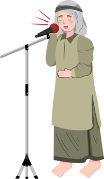 Male muezzin standing in mosque performing the call to prayer png