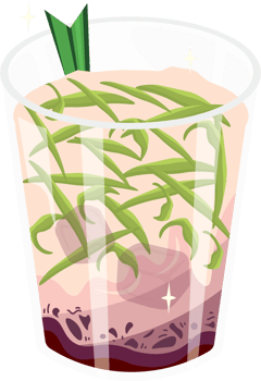 Refreshing iced drink with green jelly and coconut milk for iftar png