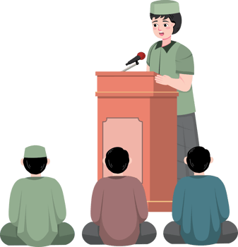 Ustadz Giving Motivational Islamic Talk During Holy Month png