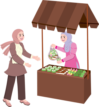 People Buying Takjil for Breaking Fast During Ramadan png