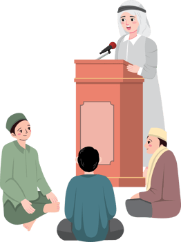 Cleric Giving Public Islamic Talk from Podium png