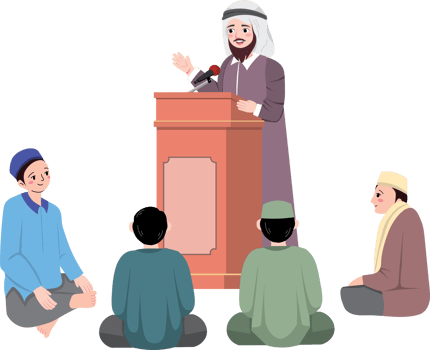Islamic Preacher Delivering Friday Sermon from Podium png
