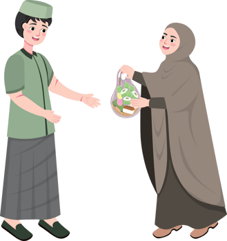 Volunteers Handing Out Takjil to Pedestrians png