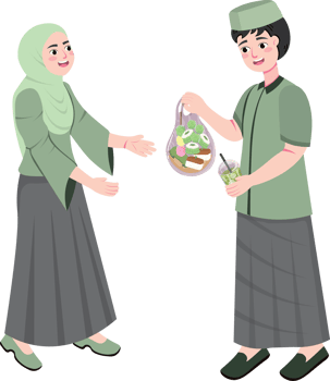 Kindness in Ramadan Sharing Snacks to People Outside png
