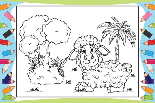 Coloring Sheep For Kids vector