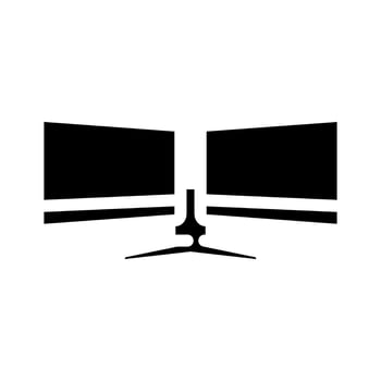 dual monitor setup gaming pc glyph icon illustration vector