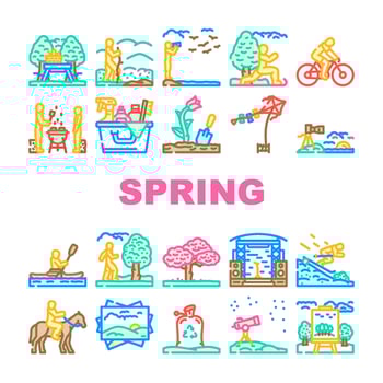 spring spend time blossom picnic vector