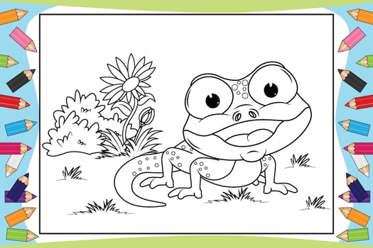Coloring Cute Newt Animal Cartoon For Kids vector